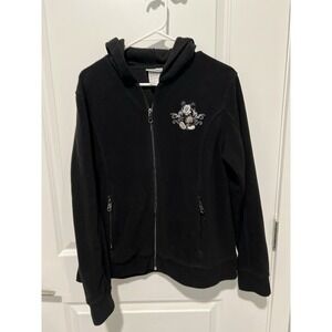 Disney Parks Mickey‎ Mouse Disneyland Fleece Black Full Zip Hoodie Size Large L